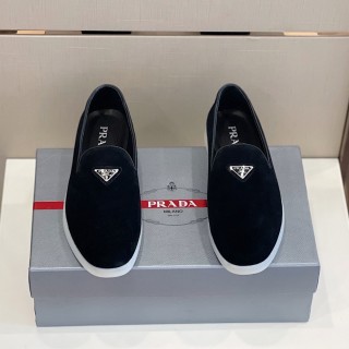 Prada Suede Men's Casual Simple Fashion Loafers With Original Box