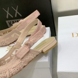 Dior 2022 spring latest yarn-dyed ribbon heel jacquard embroidery back empty sandals with original box