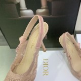 Dior 2022 spring latest yarn-dyed ribbon heel jacquard embroidery back empty sandals with original box