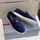 Prada Suede Men's Casual Simple Fashion Loafers With Original Box