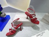 Jimmy Choo Spring/Summer 22 Latest Hot Square Head Drill Chain High Heel Sandals With Original Box