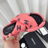 Chanel Summer Newest Bread Cross Strap Beach Slippers With Original Box