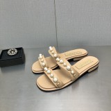 Chanel early summer new pearl series slippers with original box