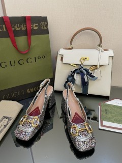 Gucci 2022 early spring new color crystal shoes with original box