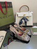 Gucci 2022 early spring new color crystal shoes with original box