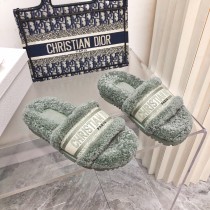 Dior 2022 new color autumn and winter new thick bottom lamb wool home women's slippers with original box