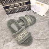 Dior 2022 new color autumn and winter new thick bottom lamb wool home women's slippers with original box