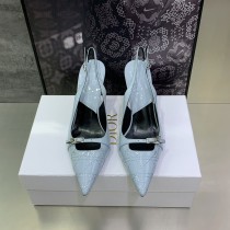 Dior 2022 Spring/Summer new jelly-colored iconic cannage electric embroidered pointed women's shoes with original bo