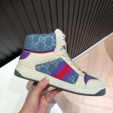 Gucci Early Spring High Top Vintage Striped Web Canvas Casual Sneakers with Original Box