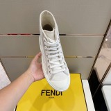 Fendi High Top Couple's Jacquard FF Pattern Toe Cap Debossed Sneakers With Original Box