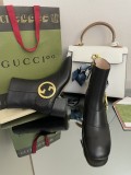 Gucci Pre-Fall 2022 high-end boutique round interlocking new ankle boots with original box