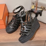 Hermes Spring/Summer 2022 New Straw Sandals with Original Box