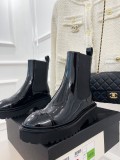 Chanel autumn and winter new luxury brand round toe platform slip-on ankle boots with original box