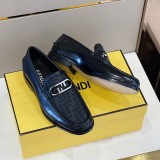 Fendi Buckle Leather Men's Loafers With Original Box