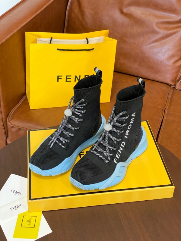 Fendi Men's and Women's Flyknit Socks Slip-On Casual Sneakers With Original Box