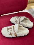 Louis Vuitton Women's Flat Classic Toe Lambskin Slippers With Original Box