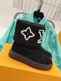 Louis Vuitton Autumn/Winter Fur All-in-One Lambswool Snow Boots With Original Box