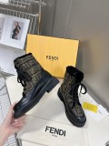 Fendi women's autumn and winter new fashion motorcycle style Martin boots with original box