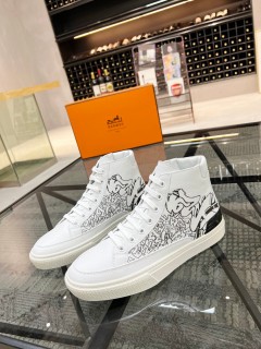 Hermes Men's High Top Luxury Brand Casual Sneakers With Original Box