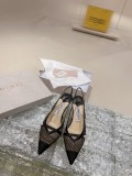 Jimmy Choo Black Fishnet Mesh Slingback Point Toe Pumps with original box