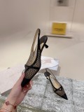 Jimmy Choo Black Fishnet Mesh Slingback Point Toe Pumps with original box