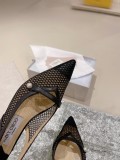 Jimmy Choo Black Fishnet Mesh Slingback Point Toe Pumps with original box