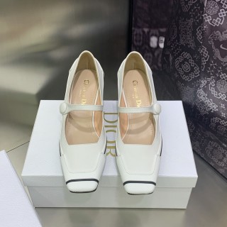 Dior 2022 spring and summer new sports square head color-blocking Mary pearl high heels with original box