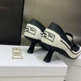 Dior 2022 spring and summer new sports square head color-blocking Mary pearl high heels with original box