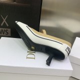 Dior 2022 spring and summer new sports square head color-blocking Mary pearl high heels with original box