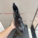 Versace men's luxury brand lace-up classic calfskin high-top leather shoes with original box