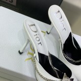 Dior Women's Spring/Summer 2022 New Pointed Muller Women's Slippers Color-blocking Hollow Sandals with Original Box