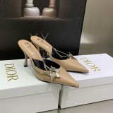 Dior Women's Spring/Summer 2022 New Pointed Muller Women's Slippers Color-blocking Hollow Sandals with Original Box