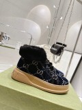 Gucci 2022 Winter New Wool Snow Boots Thick Sole High-Top Fur Shoes Fur Short Boots with Original Box