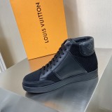 Louis Vuitton men's autumn and winter new high-top men's boots High-end men's casual high-top shoes with original box