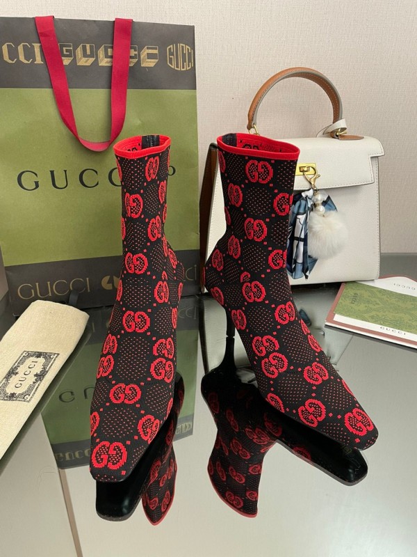 Gucci 2022 winter new luxury brand knitted ankle boots elastic socks boots with original box