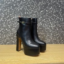 Valentino Paris Fashion Show Newest Hentian High Platform Leather High Heel Boots With Original Box