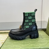 Gucci 2022 autumn/winter new groove platform knitted Chelsea boots socks boots with original box