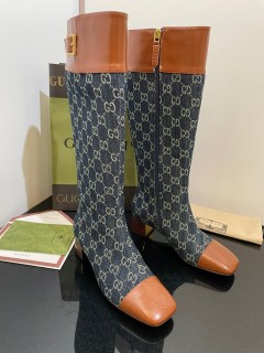 Gucci 2022 New Interlocking Double G Hollow Carving Splicing Boots with Original Box