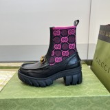 Gucci 2022 autumn/winter new groove platform knitted Chelsea boots socks boots with original box