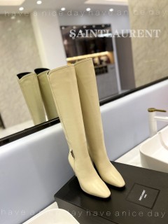 Saint Laurent Fall Winter Women's Fashion Luxury Brand Pointed Toe High Heel Boots with Original Box