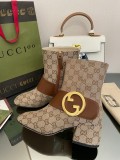 Gucci Women's Premium Pre-Fall Round Interlocking Double GG New Short Boots with Original Box