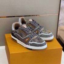 Louis Vuitton Men's Vintage Luxury Brand Basketball Shoes Crystal Diamond Design Sneakers with Original Box