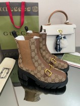 Gucci Latest Luxury Brand Groove Platform Presbyopic Panel Stretch Ankle Boots with Original Box