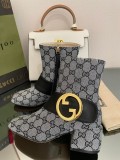 Gucci Women's Premium Pre-Fall Round Interlocking Double GG New Short Boots with Original Box