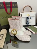 Gucci Women's Premium Pre-Fall Round Interlocking Double GG New Short Boots with Original Box