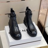 Givenchy Men's Leather Luxury Brand Ankle Boots Design Metal Clip Buckle Leather Strap Cavalry Buckle Stud Platform Ankle Boots with Original Box