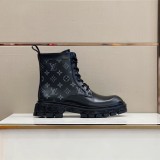 Louis Vuitton 2022 autumn and winter men's thick-soled Guanze leather upper lace up men's boots with original box