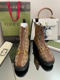 Gucci Latest Luxury Brand Groove Platform Presbyopic Panel Stretch Ankle Boots with Original Box