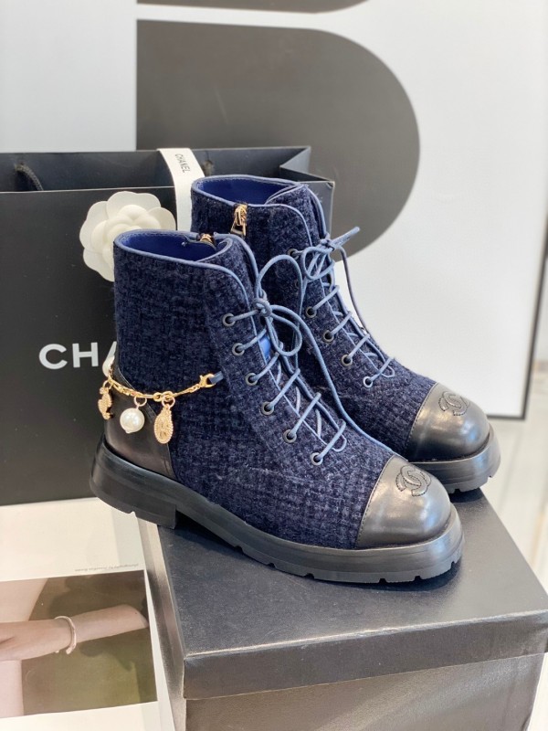 Chanel 22 autumn and winter new products luxury brand nibu chain design single shoes boots series with original box