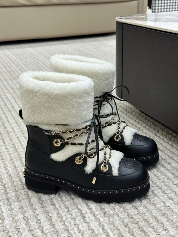 Chanel 2022 autumn and winter wool short boots new fur women's boots with original original box